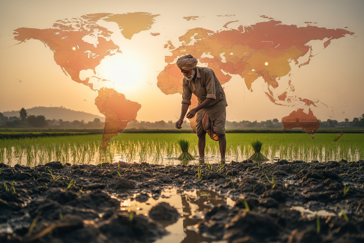 1. Hero Section

Headline:
Authentic, Origin-Based Organic Staples You Can Trust

Sub-Headline:
Trace your food back to the soil it came from — with farmer stories, GI-tag authenticity, and blockchain-backed transparency.

Primary CTA: Shop by Origin
Secondary CTA: Trace Your Product

Background Visual:
Farmer + soil texture + map highlight of sourcing region. , generate high quality image for this